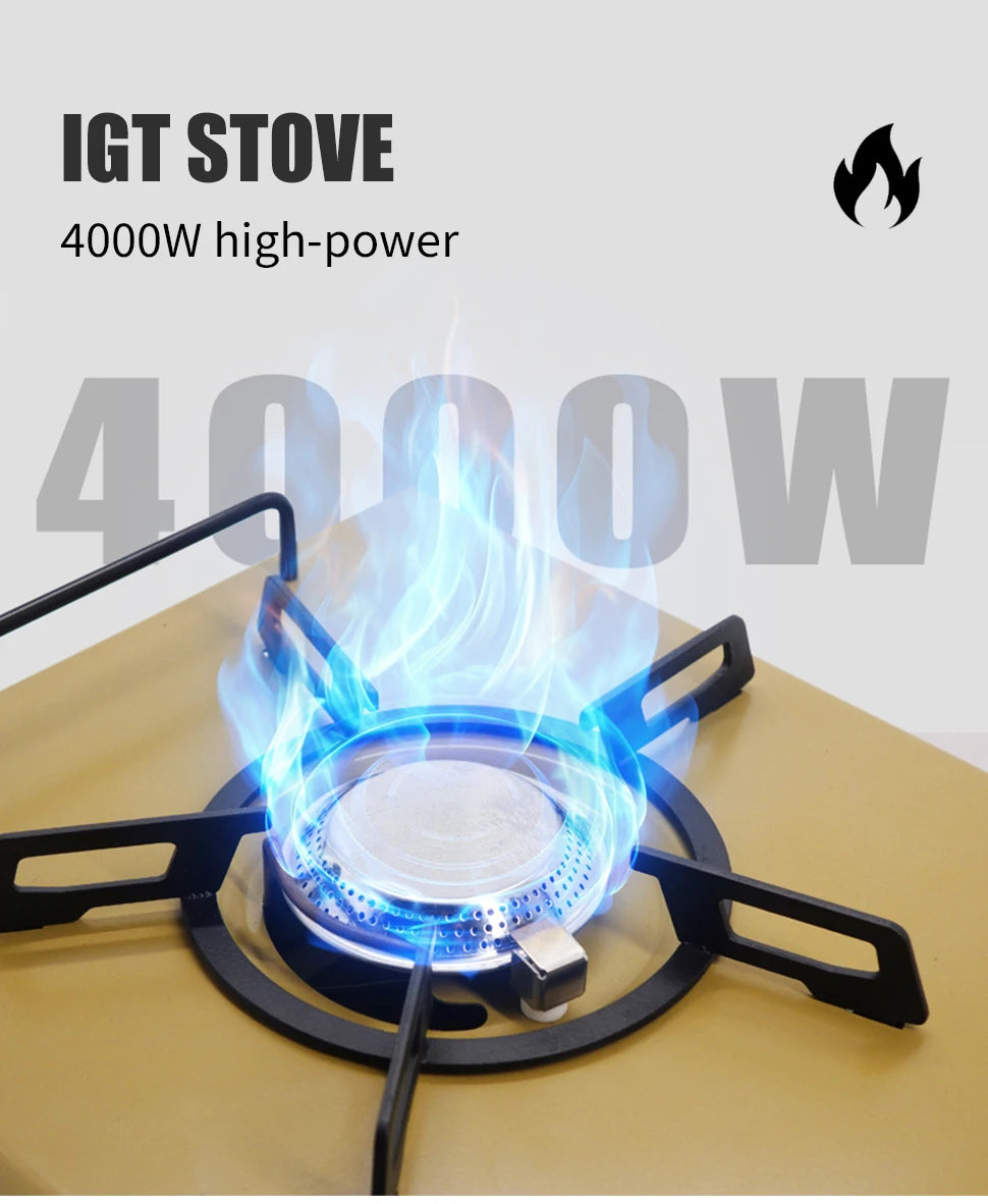 Gas Stove Burner Strong Fire Heater Furnace Portable Outdoor 4000W High Power Stainless Steel Camping Table Stove