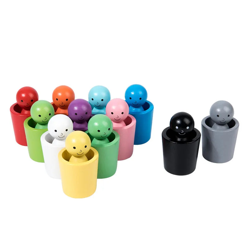 Montessori Wooden Color Sorting Cups – Cognitive Classification Toy for Toddlers - I YAN