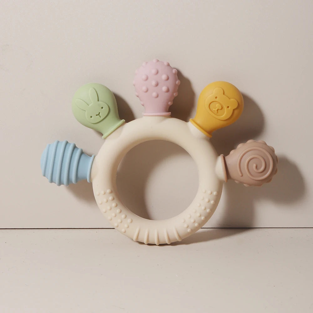 Baby Silicone Ring Teether – BPA-Free Sensory Chew Toy for Teething Relief (0–12 Months) - I YAN