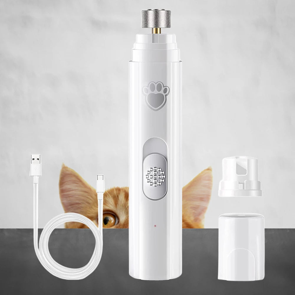 I YAN electric pet nail grinder with LED light, rechargeable USB, for cats and dogs, pet grooming and nail trimming tools.