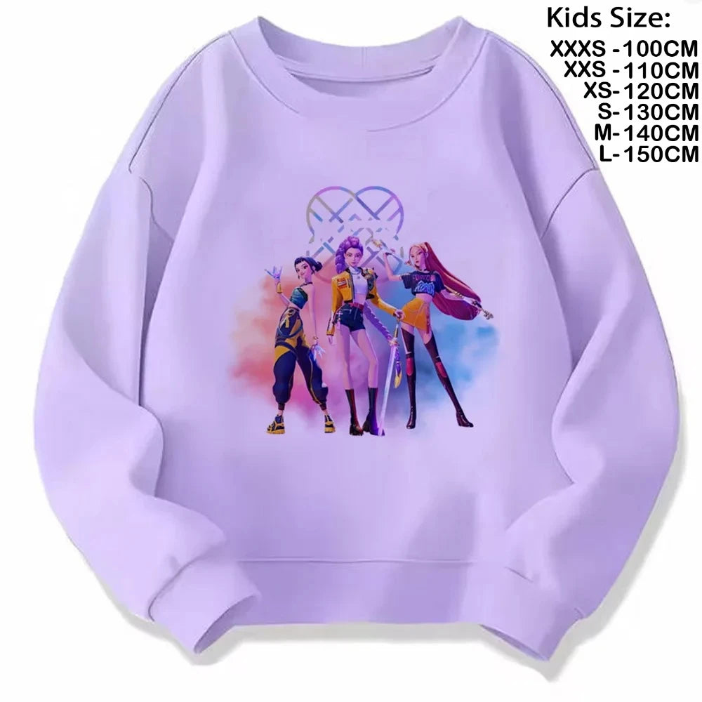 Movie Fans Gift Hoodie Girls Kids Huntrix Kpop Demon Hunters Children's Sweatshirt Cute Tiger Harajuku Hoody for Boys Girls