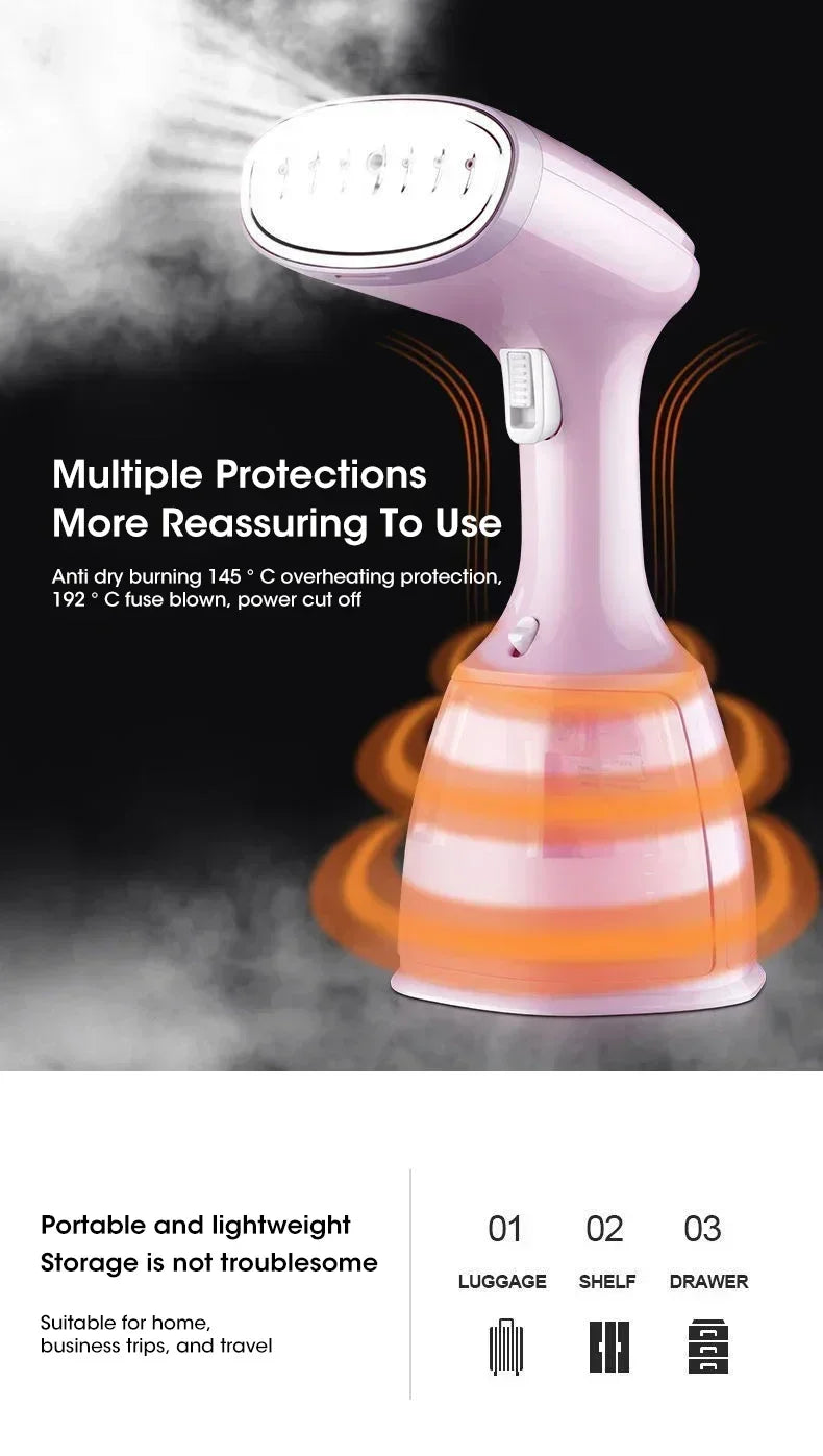 1500W Handheld Garment Steamer For Clothes 330ml Portable Household Fabric Small Electric Steam Iron Machine For Home Travel Use