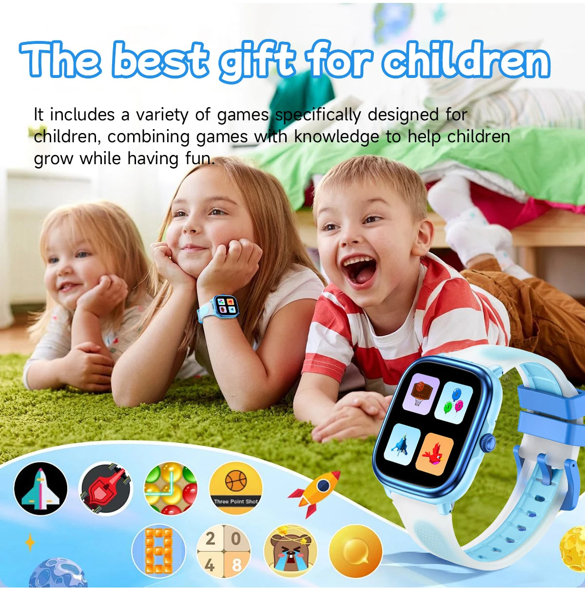 2026 Children's Smart Watch Multiple Learning Modes – Early Education Health Monitor LED Flashlight IP68 Waterproof - I YAN