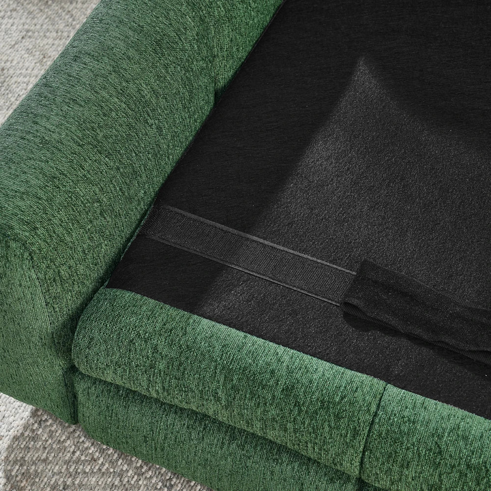 Olive Green Oversized Dog Sofa Bed for Large and Extra Large Dogs, Upholstered Linen Pet Couch with Supportive Armrests and Backrest, Low Stable Legs, Comfortable Elevated Furniture-Style Bed for Living Room, Bedroom and Indo