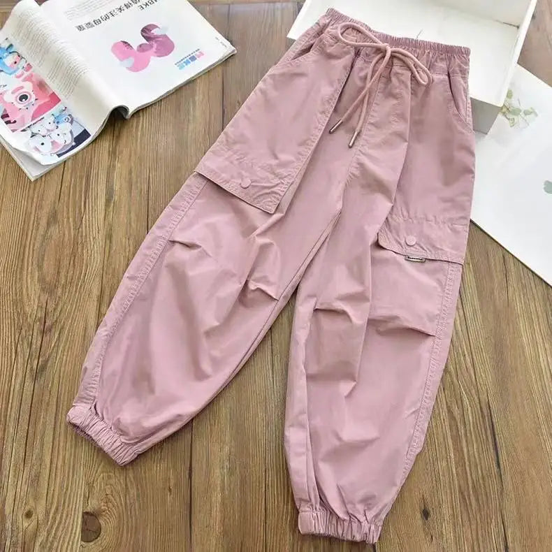 Autumn Clothes Fashionable Kids Cargo Joggers Elastic Ankle Pants Casual Trousers Light Breathable Summer Trendy Outfit