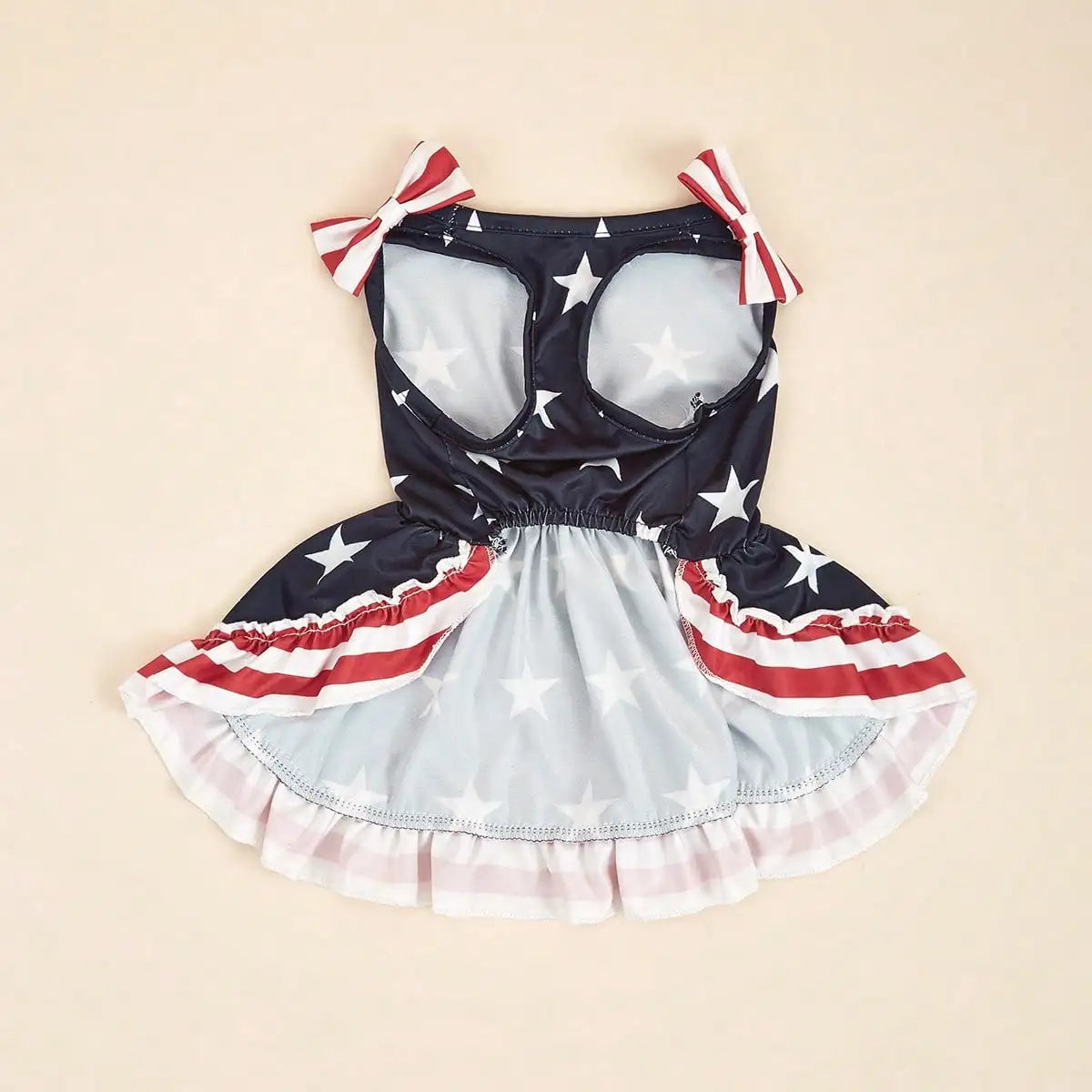 1pc Pet Dog Dress, 4th Of July Themed Striped Star & Double Bow Design, Suitable For Small/Medium Dogs & Cats, Independence Day Holiday Or Casual Wear, Fashionable Party Outfit