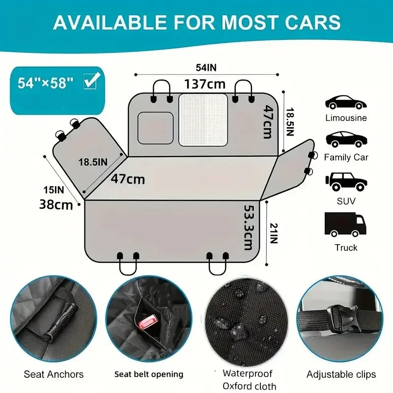 I YAN waterproof pet dog car seat cover with hammock design, scratch-proof, nonslip, and soft for car and truck back seats.