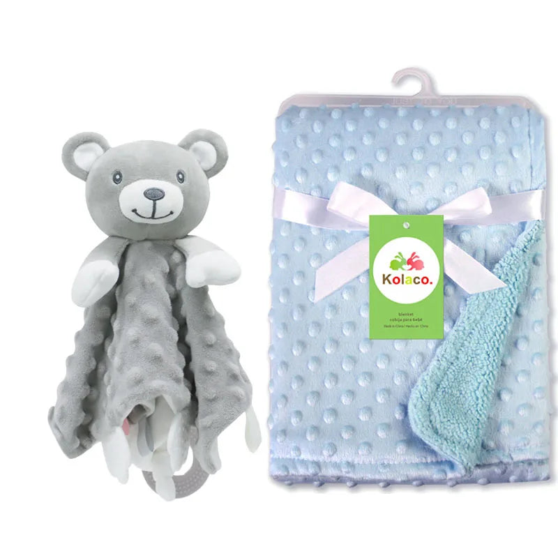 Soft I YAN personalized baby blanket with minky dot design, 2-in-1 blanket and lovey set for boys and girls, customizable with name.