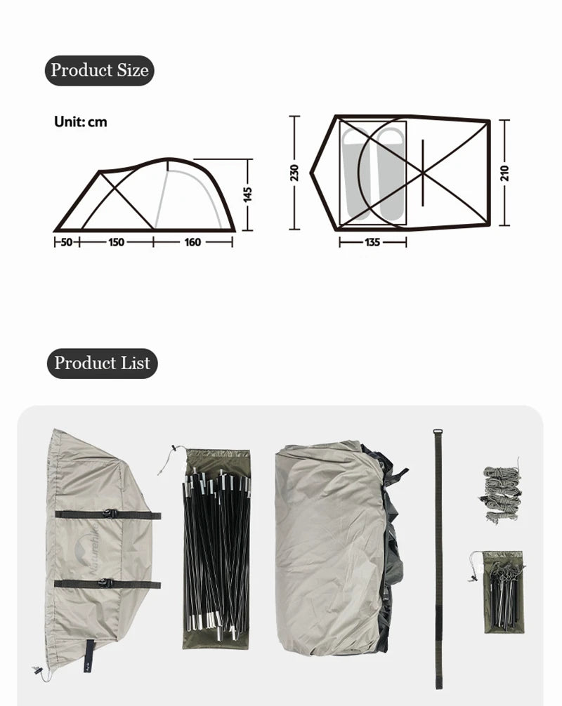 Camping Tent Ultralight Silicon coated Outdoor 4 Season Waterproof 30D polyester Hiking Tent 2 Person Rainproof Tent