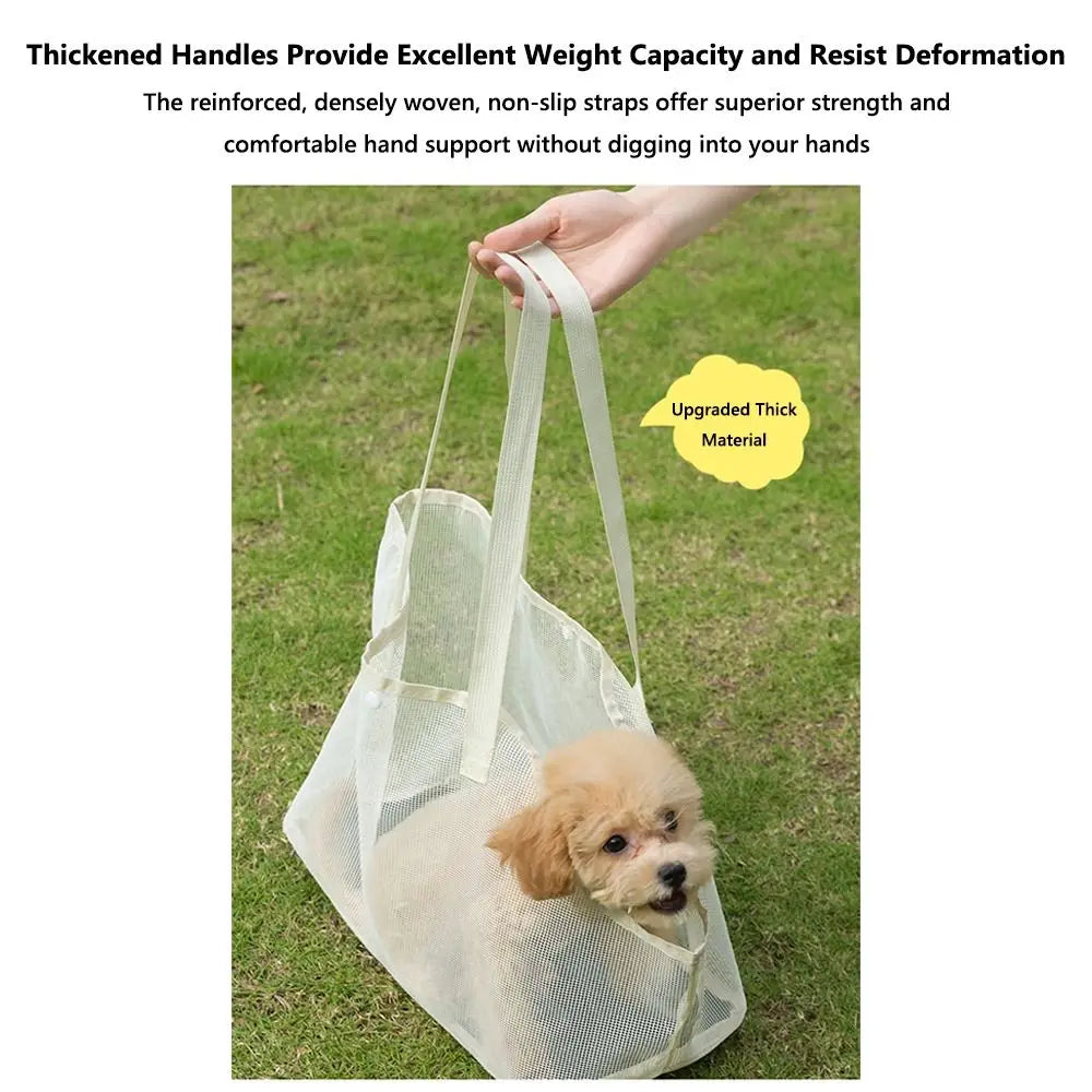 Portable Mesh Pet Carrier Bag Breathable Summer Use Dog Travel Bag Comfortable Shoulder Crossbody Foldable Pet Tote