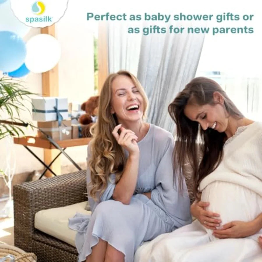 Blue hooded bath towel and three soft terry washcloths for newborns, part of I YAN baby essentials set