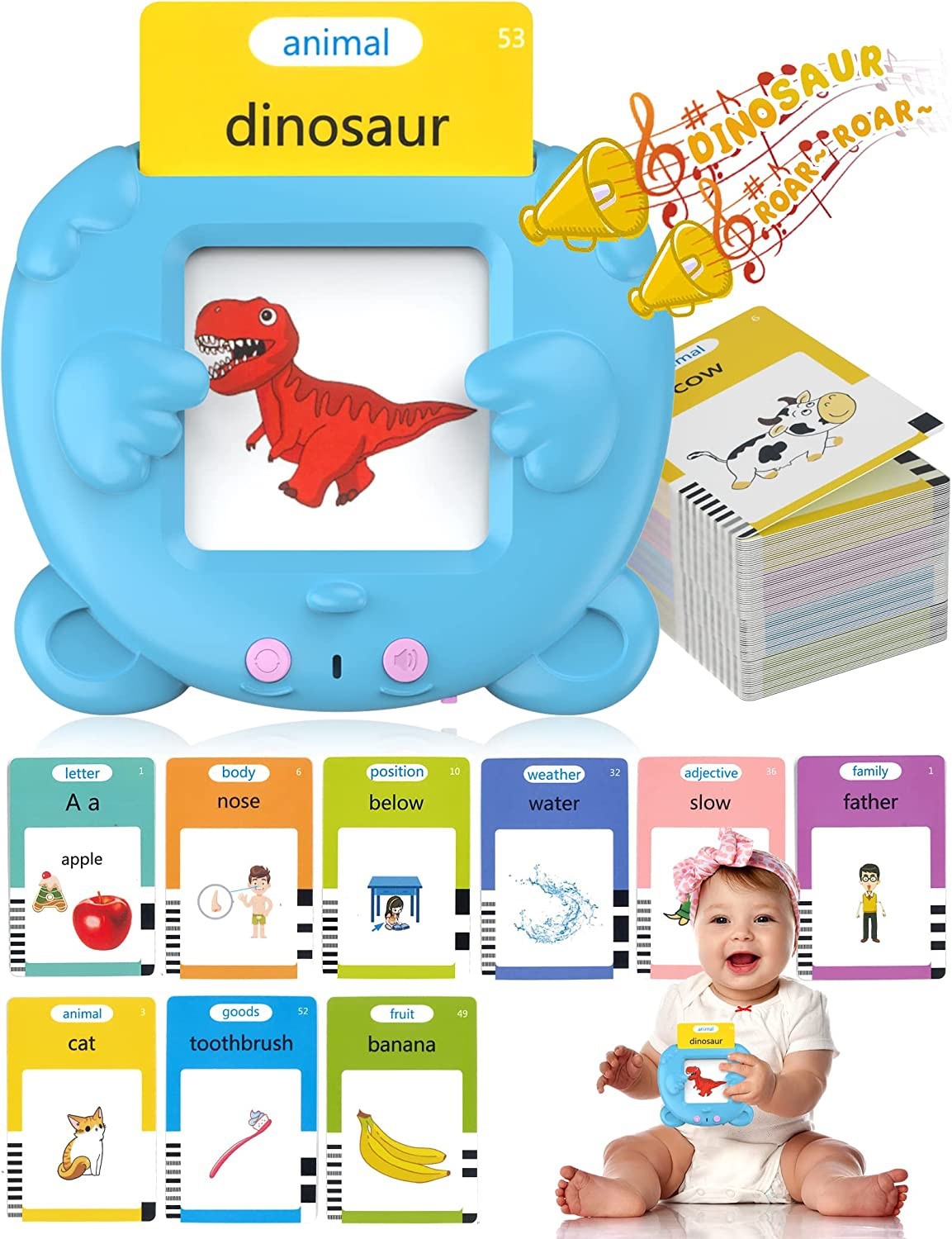 Talking Flash Cards Early Educational Toys  Baby Boys Girls Preschool Learning Reading Machine  Interactive Gift