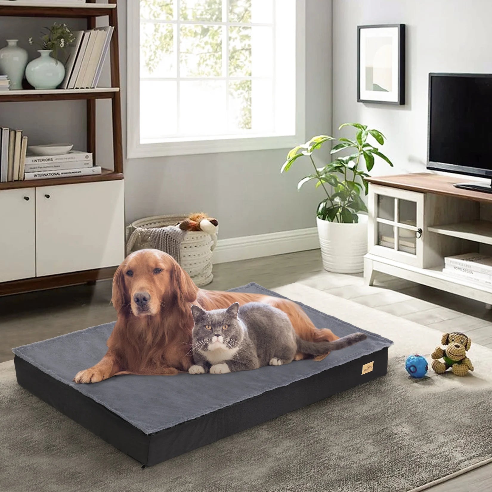 I YAN jumbo dog bed with memory foam base, waterproof washable cover, orthopedic cushion, suitable for large pets.