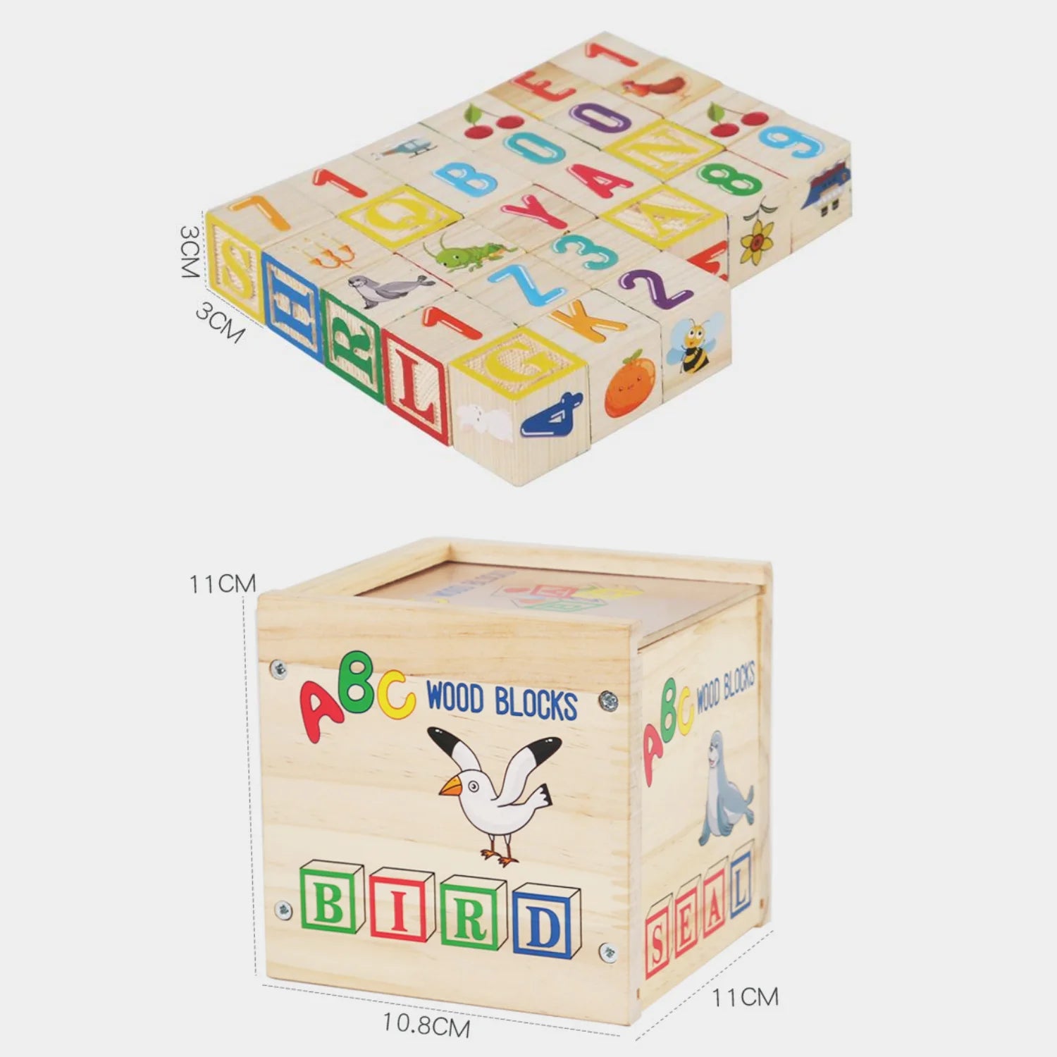 Montessori Wooden Alphabet Blocks Early Educational Stacking Toys Alphabet Number Animal Cognition Learning Blocks For Todders
