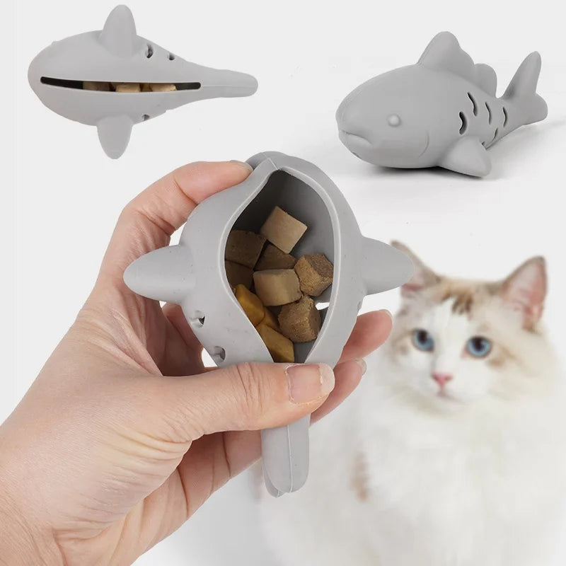 Durable interactive cat and dog toy by I YAN with hiding food compartments and teeth grinding features for small pets.