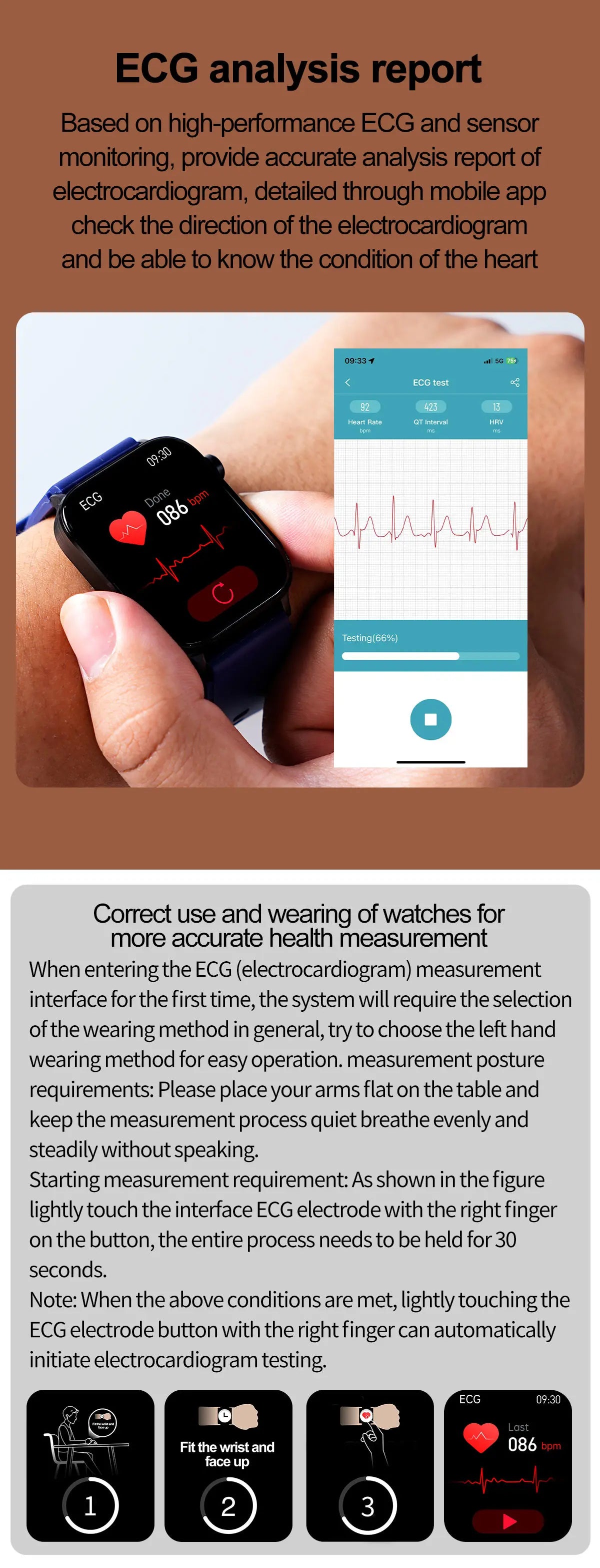 ECG+PPG Monitoring Smart Watch Women Blood pressure Blood Lipid Uric Acid Women Menstrual Health Tracker Smartwatches