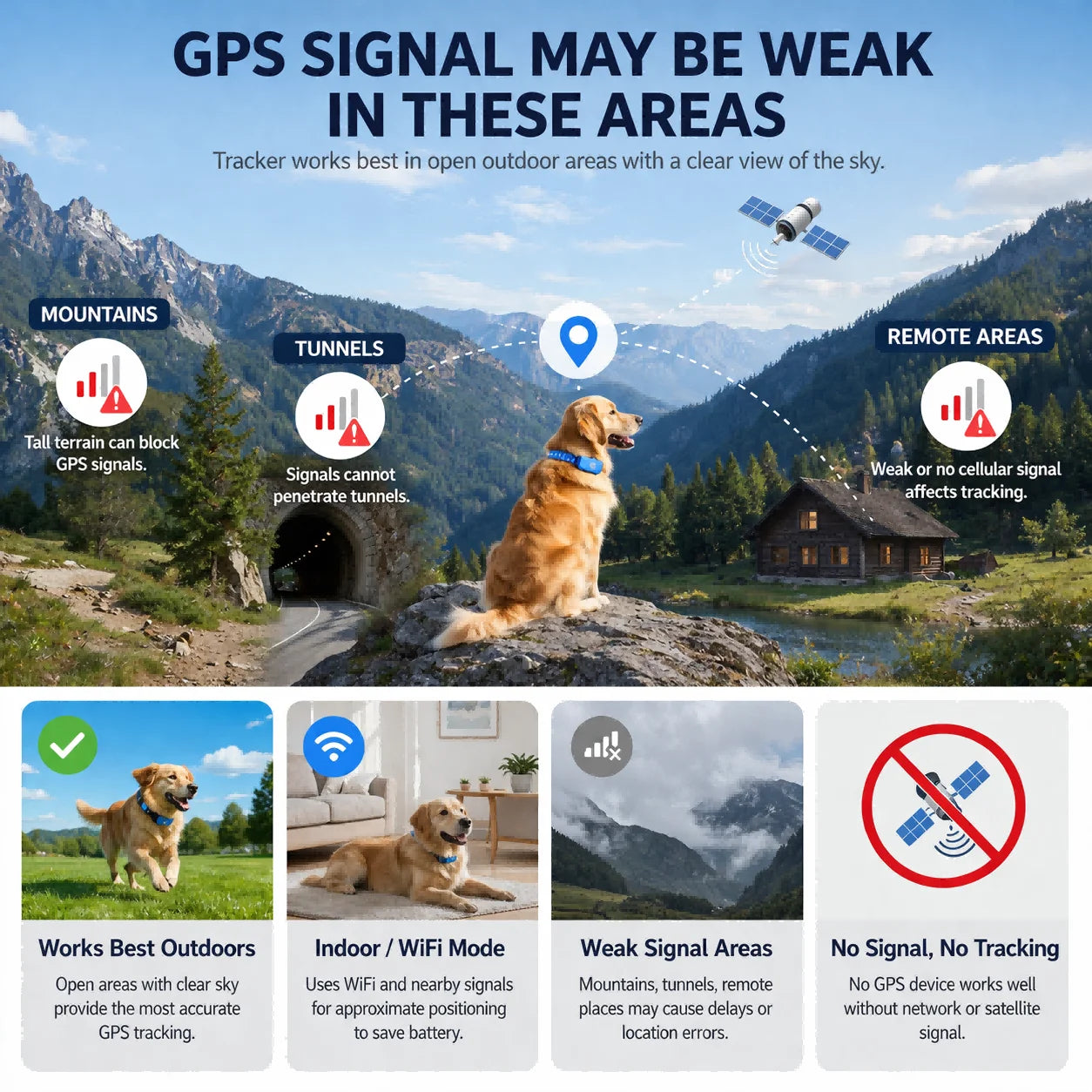 GPS Pet Tracker Plan Required 4G Built-in SIM with Real-Time Tracking, WiFi Home Positioning, IP67 Waterproof for Dogs & Cats