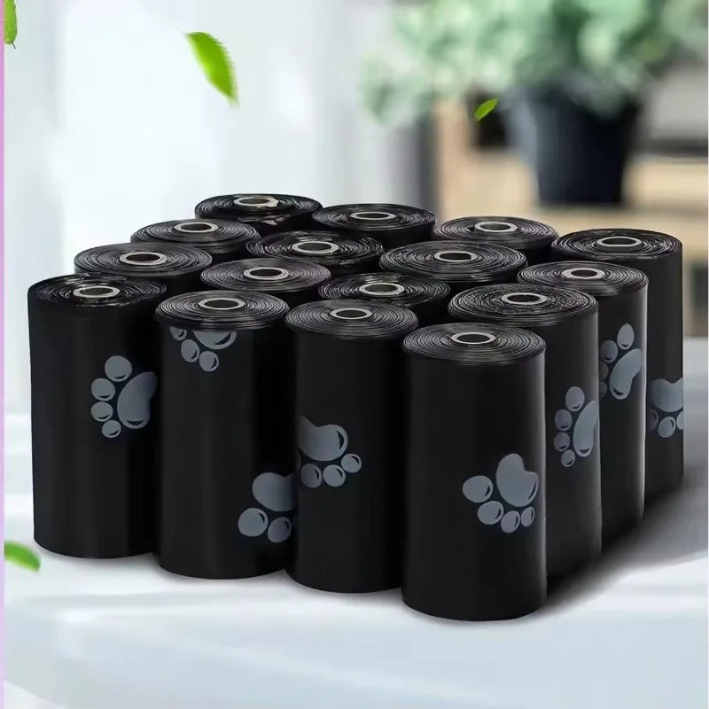 I YAN dog poop bags refill rolls for outdoor pet waste cleanup, shown in a pack ready for walking and travel.