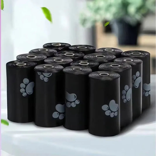 I YAN dog poop bags refill rolls for outdoor pet waste cleanup, shown in a pack ready for walking and travel.