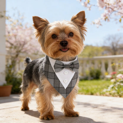 I YAN Sucado pet bandana wedding dog collar with triangle scarf and bow tie, perfect for parties and special occasions