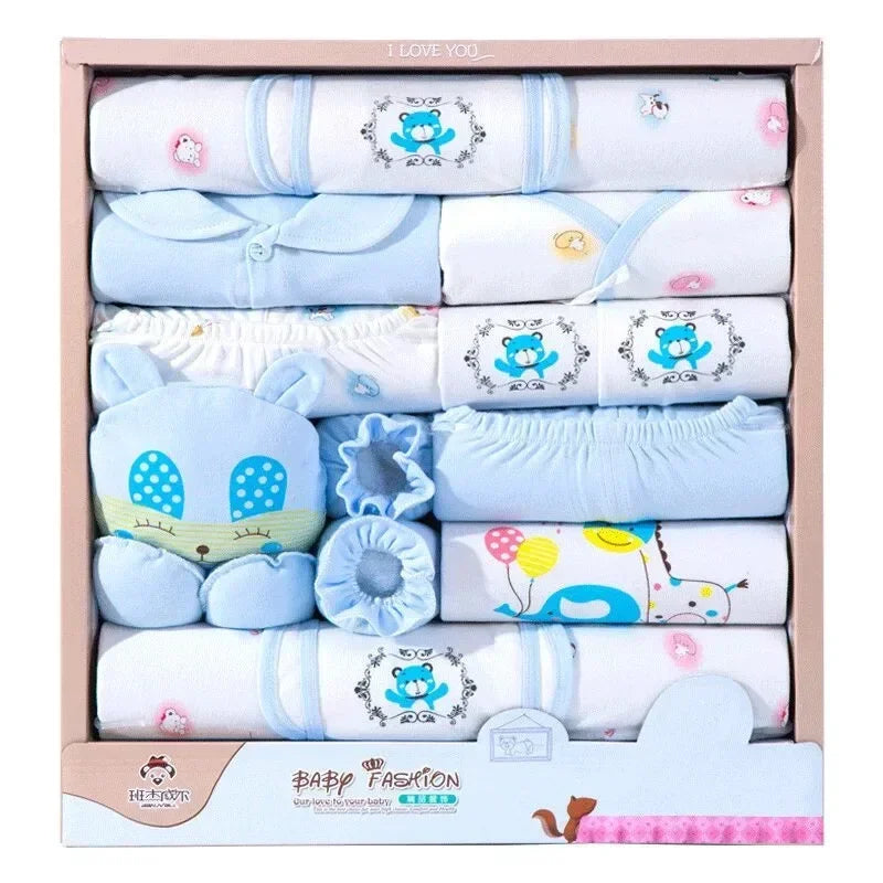18-Piece Newborn Baby Gift Set – 100% Cotton Layette Box for Boys & Girls - I YAN
