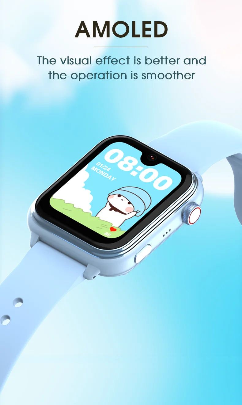 Wonlex KT37 Kids Smart Watch AI Voice Assistant GPS WiFi Location Tracker SOS Alert Video Call WhatsApp Smart Watch for Children