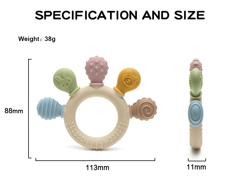 Baby Silicone Ring Teether – BPA-Free Sensory Chew Toy for Teething Relief (0–12 Months) - I YAN