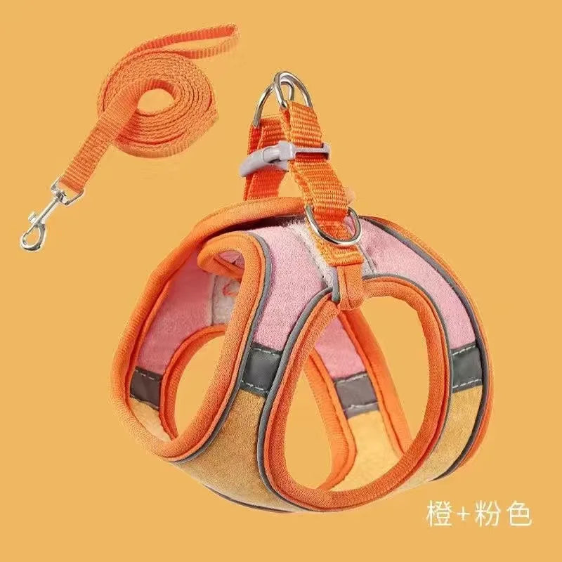 Cute Reflective Cat and Dog Harness with Safety Buckle - Anti-Pull Escape-Proof Vest Leash for Pets
