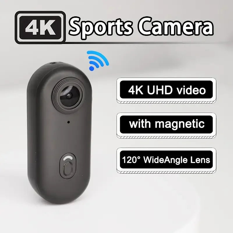 2025 Magnetic 4K POV Cam Small Sports Recorder Helmet Bike Mount Mini Cam Wireless Mic Ultra Portable DV Vlog  Action Recording