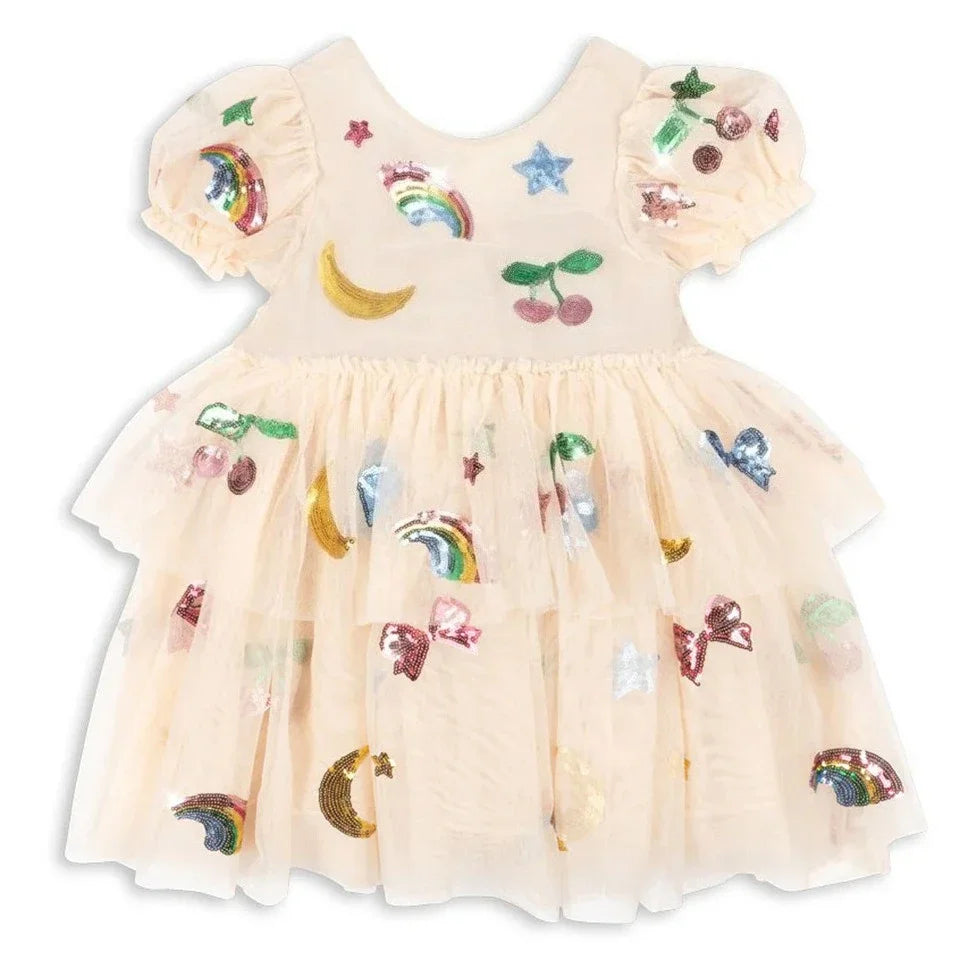 KS Girls Party Dresses Summer Kawaii Sequin Bow Puffy Dress Baby Girls Tutu Skirts Children's Princess Dress Kids Clothes