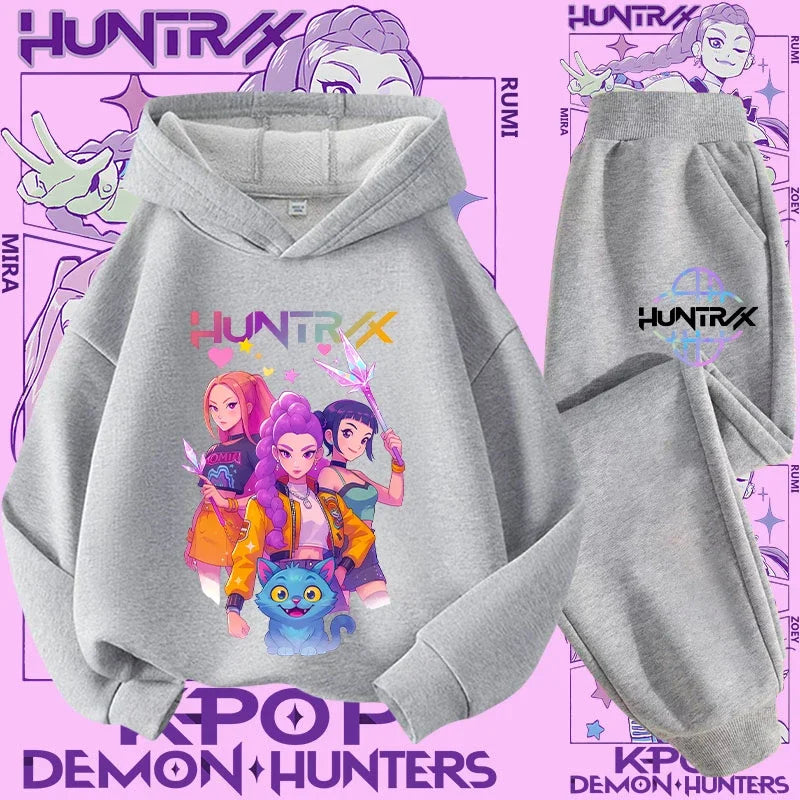 K-Pop Devil Hunter Kids Tracksuit Set – Soft Breathable Hoodie & Pants Girls & Boys Ages 4-13 - I YAN
