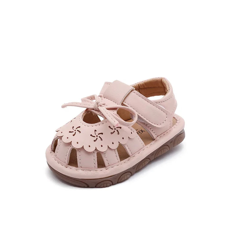 Baby Walking Shoes Package Head Call Sandals Soft Bottom Non-slip Hollow Breathable Casual Shoes 0-2 Years Old Princess Shoes