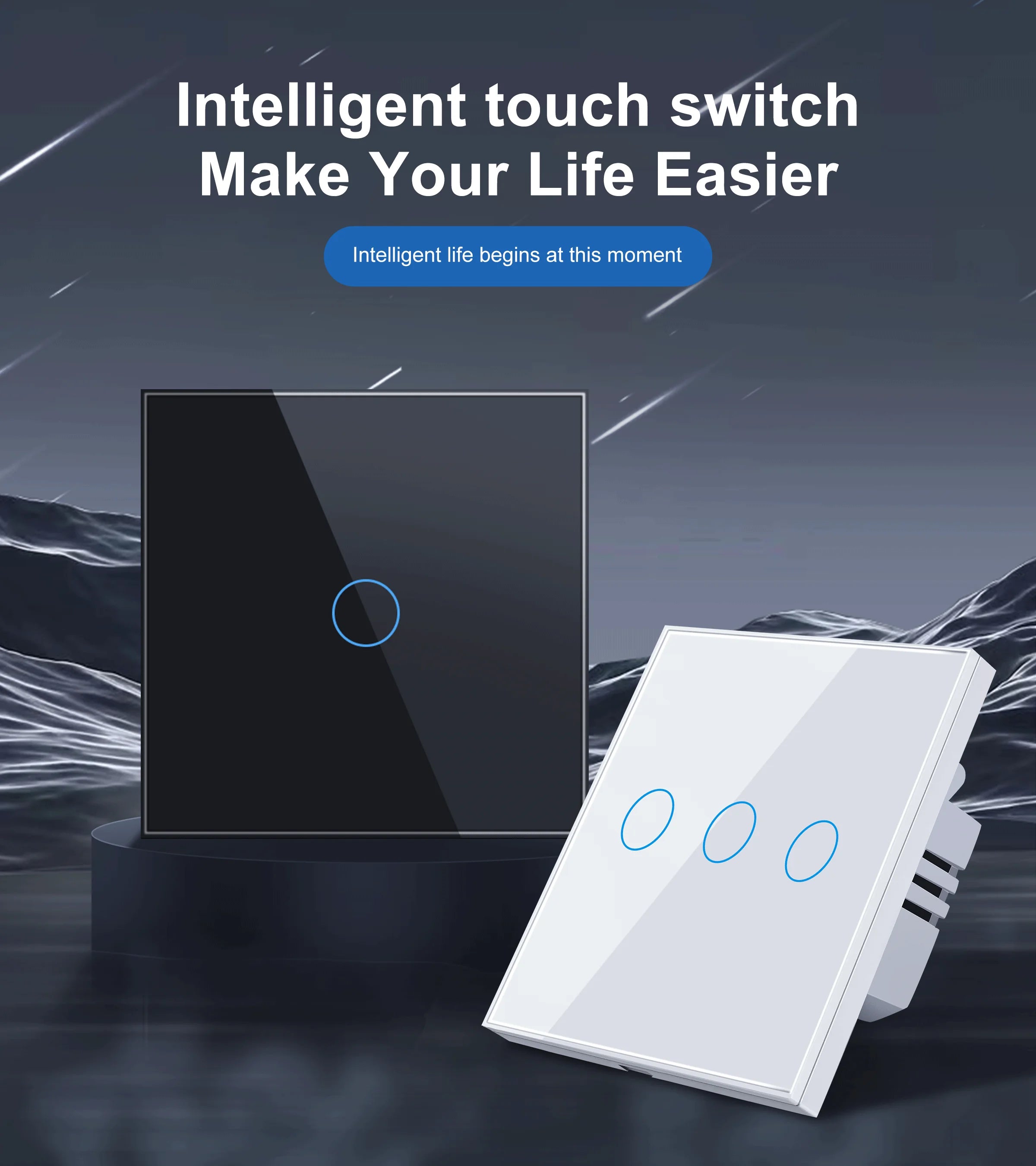 Wifi Wall Touch Switch EU No Neutral Wire Required Smart Light Switch 1 2 3 Gang 220V Tuya Smart Home Support Alexa Google Home