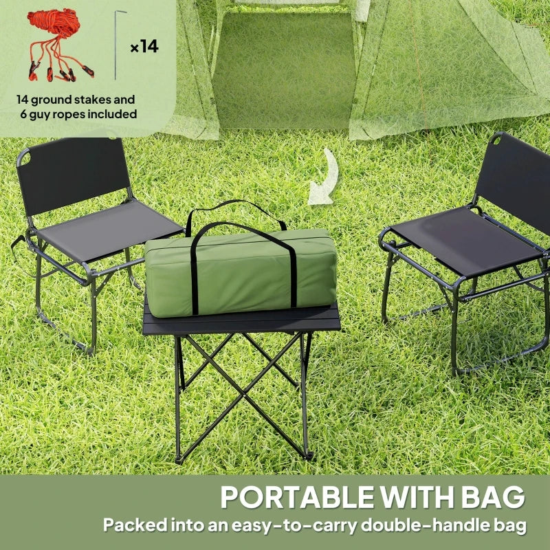 3 Man Camping Tent with Living Area and 2 Bedrooms,3000mm Waterproof Family Tent with Sewn-in Groundsheet,Green  ﻿