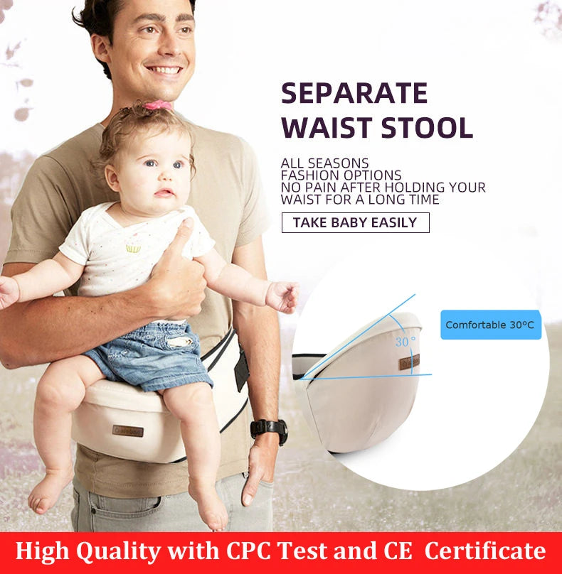 Baby Carrier Waist Stool CPC/CE Certified High Quality – Hip Seat Backpack Sling for Safe Carrying - I YAN