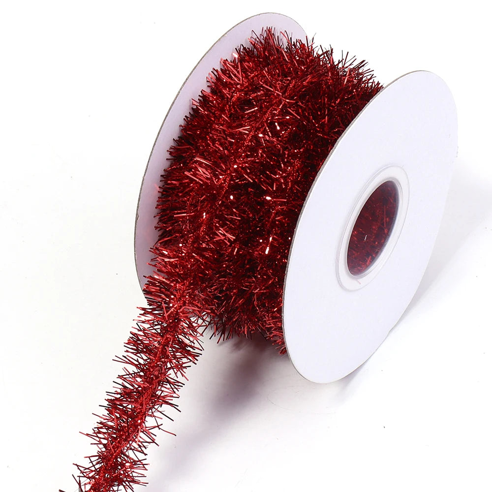 10Yards Christmas Tinsel Ribbon Glitter Colorful Strip Xmas Tree Ornaments Ribbon For DIY Home New Year Christmas Party Decor