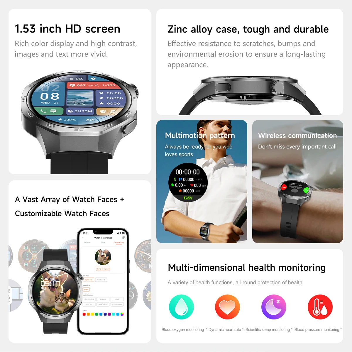 Watch 5 Pro GPS Track Compass Smart Watch Men 360*360 AMOLED Screen NFC BT Call Waterproof Health Monitor Man Smartwatches