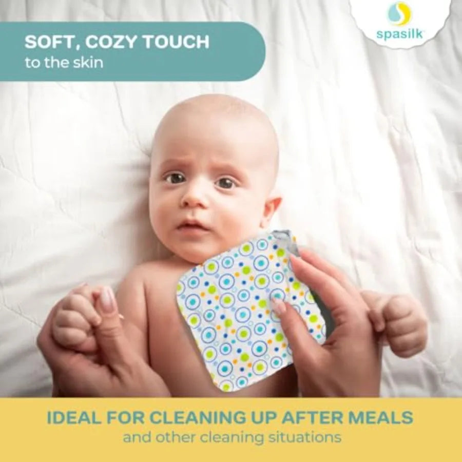 I YAN blue hooded bath towel with soft terry fabric and three matching washcloths for newborns, baby bath essentials set.