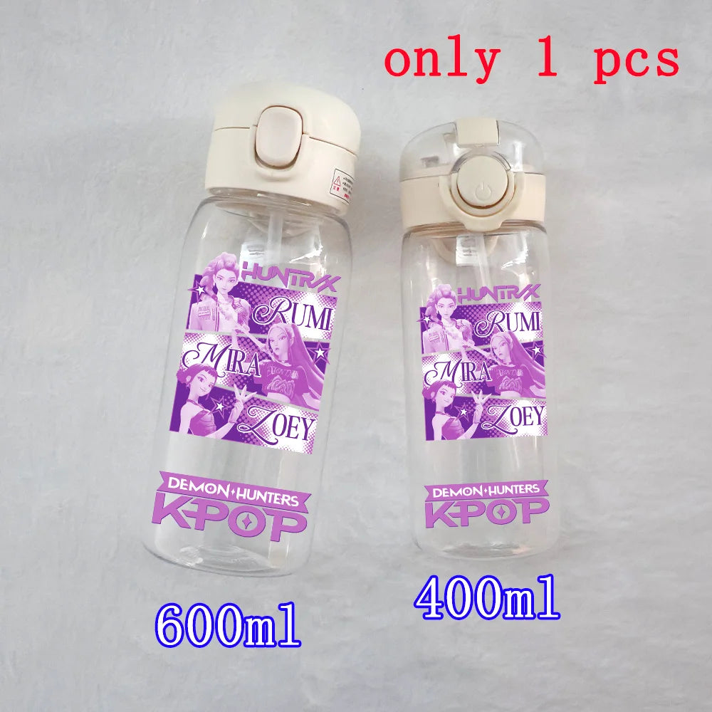 400ML-600ML Animated Movie K-Pop: Demon Hunters HUNTR/X Plastic Large Capacity Water Cup Bottle Gourde Drinking Bottle Gifts