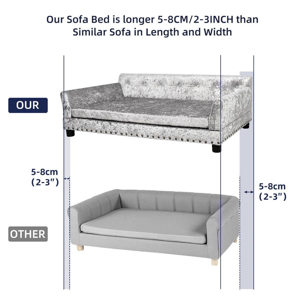 Extra large I YAN dog sofa bed with elevated lounge design and removable sponge cushion for medium to large dogs.