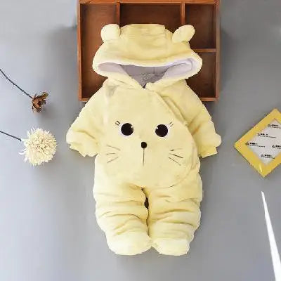 Autumn Winter Baby Boy Rompers Hooded Thick Cotton Newborn Jumpsuit Infant Baby Girl Overalls Toddler New Born Coat