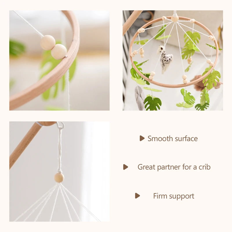 Baby Crib Mobile with Cartoon Felt Forest Animals – Wooden Bed Bell 0-12M - I YAN