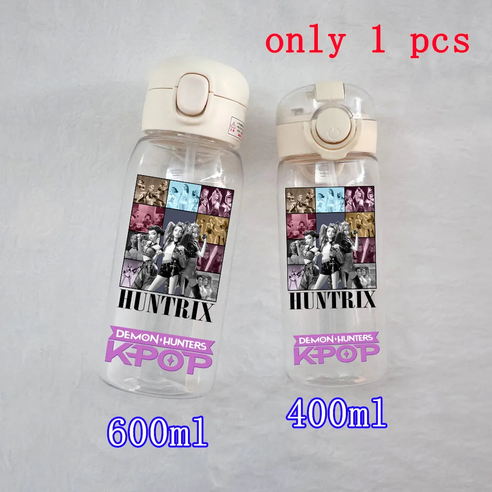 400ML-600ML Animated Movie K-Pop: Demon Hunters HUNTR/X Plastic Large Capacity Water Cup Bottle Gourde Drinking Bottle Gifts