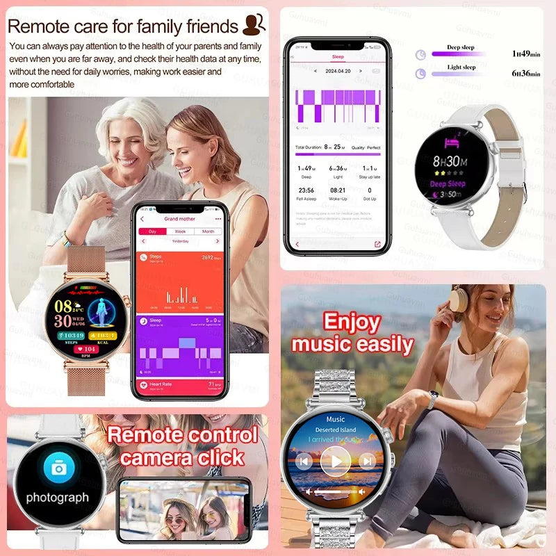 NEW 1.32inch Women Smartwatch AMOLED Screen ECG Sport Watch Blood Pressure Micro physical examination AI dial Health Smart Watch
