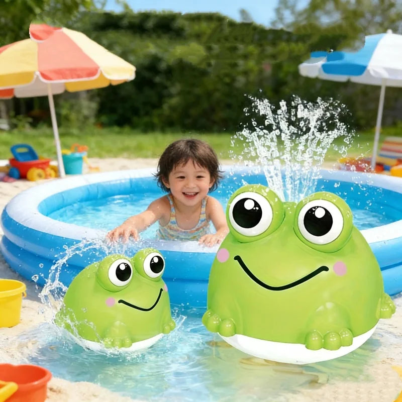 Cute I YAN frog bath toys for toddlers, soft water squirt toys for babies, kids, boys, and girls for bathtub and pool play.