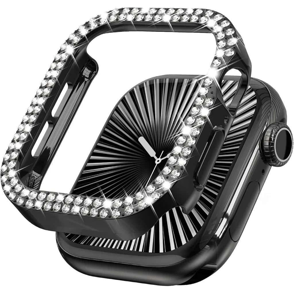 Bling Diamond Hollow Case for Apple Watch 46mm 42mm 40mm 41/44/45/49/41mm for iWatch Series 11 10 9 8 7 6 5 4 3 Protector Cover - I YAN