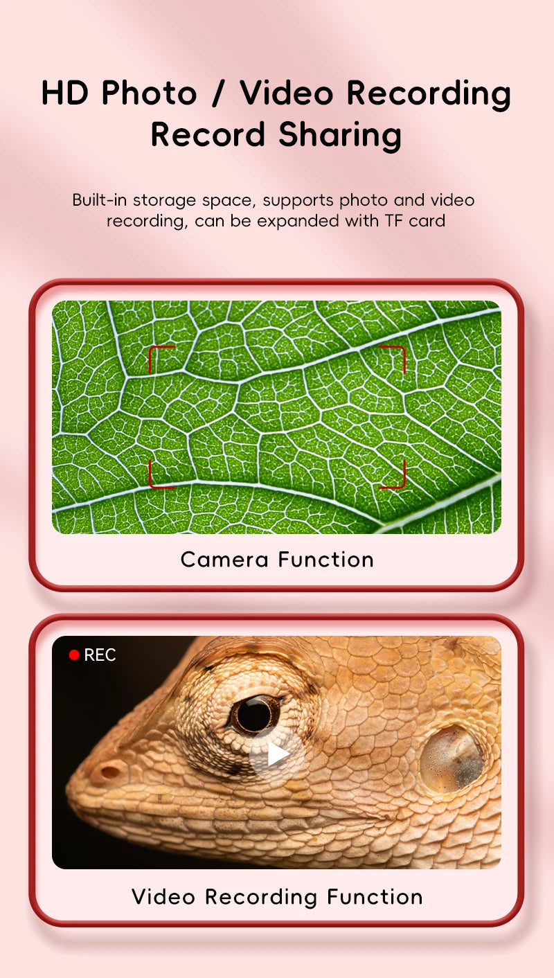 Kids Microscope 8 LED Light 1000x Magnifying Handheld Digital Microscope Adjustable Focus Telescope for Christmas Birthday Gift