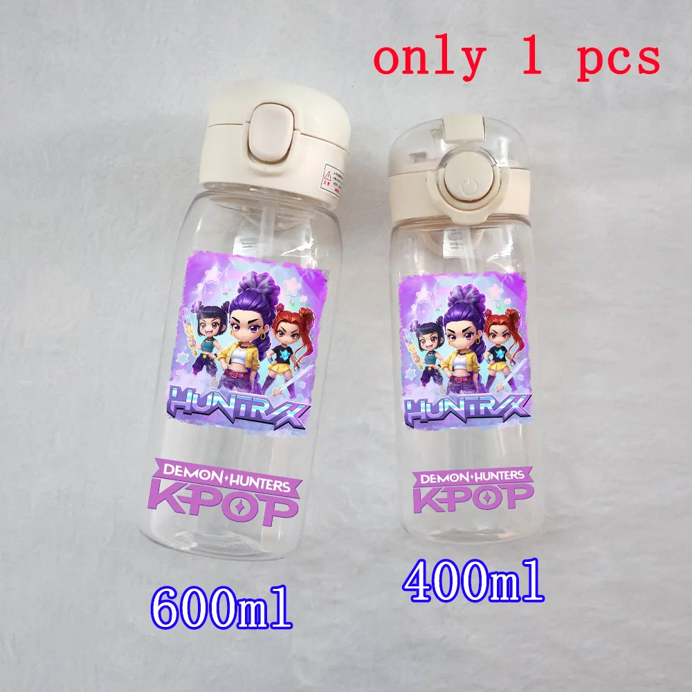 400ML-600ML Animated Movie K-Pop: Demon Hunters HUNTR/X Plastic Large Capacity Water Cup Bottle Gourde Drinking Bottle Gifts