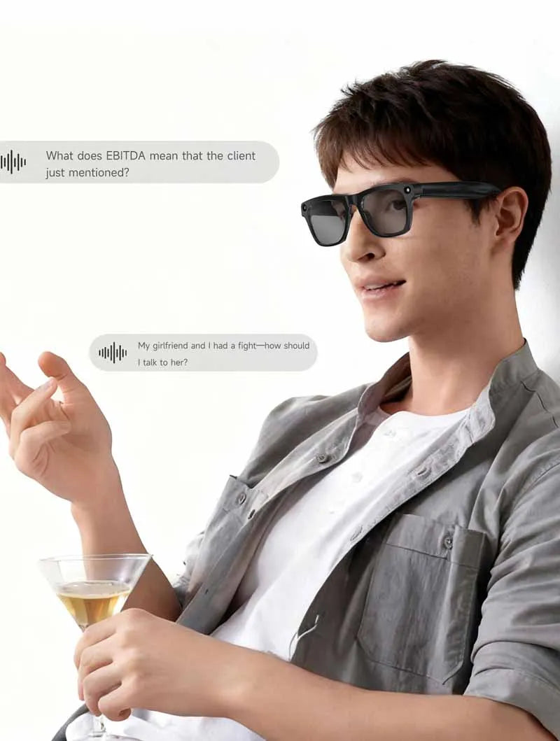 For Xiaomi AI Smart Glasses Photochromic Glasses 4K HD Camera Chat GPT Bluetooth Call Video Music Touch Translate Sunglasses
