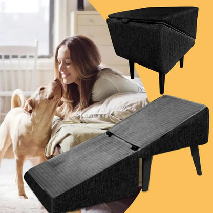 Foldable 2-in-1 pet ramp and step stool by I YAN, non-slip portable dog stairs for bed, sofa, and car use